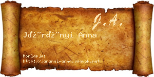 Járányi Anna névjegykártya