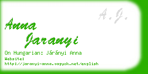 anna jaranyi business card